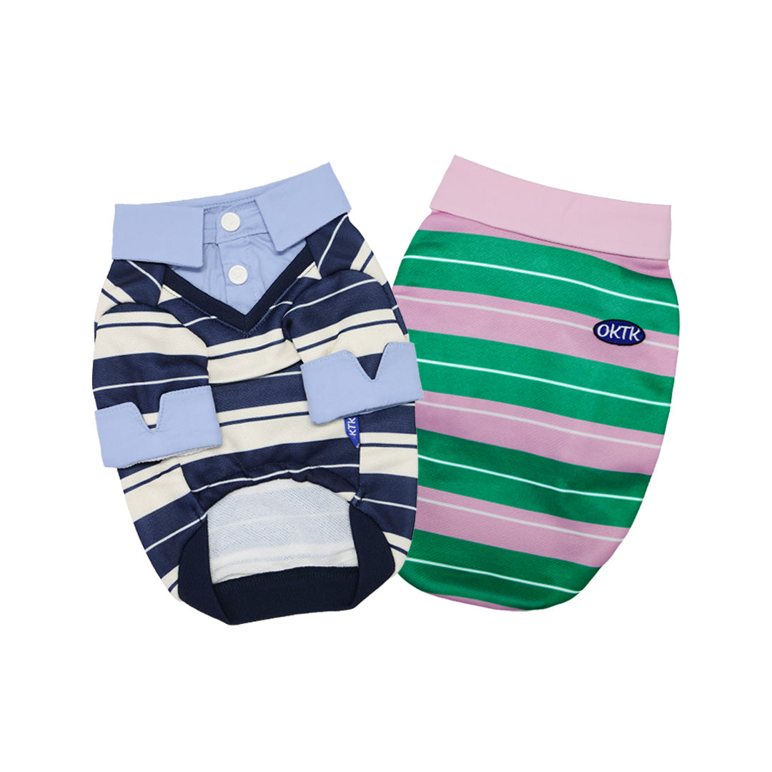 OKTK Preppy Layered 條紋Polo衫